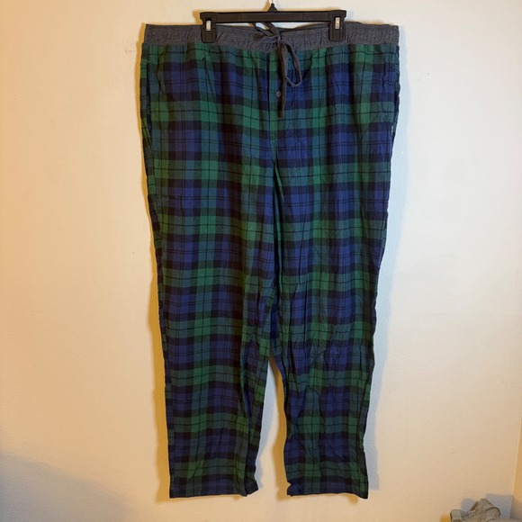 Eddie Bauer Other - Eddie Bauer Lounge Mens XXL Green Navy Black Watch Plaid Pajama Pants Flannel